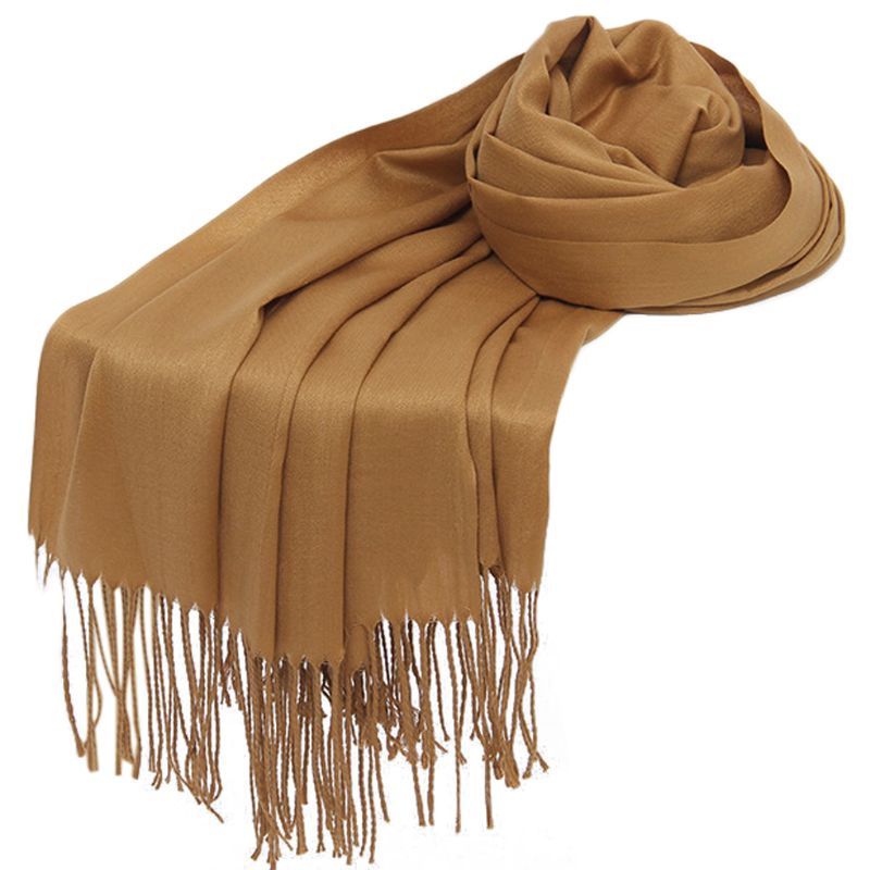 Youyo Khăn Choàng Dài Tua Rua Màu Trơn Mùa Thu Đông Cho Nữ