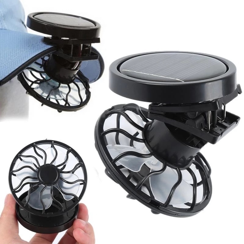 Quạt Năng Lượng Mặt Trời Mini Có Kẹp Gắn Nón Lưỡi Trai