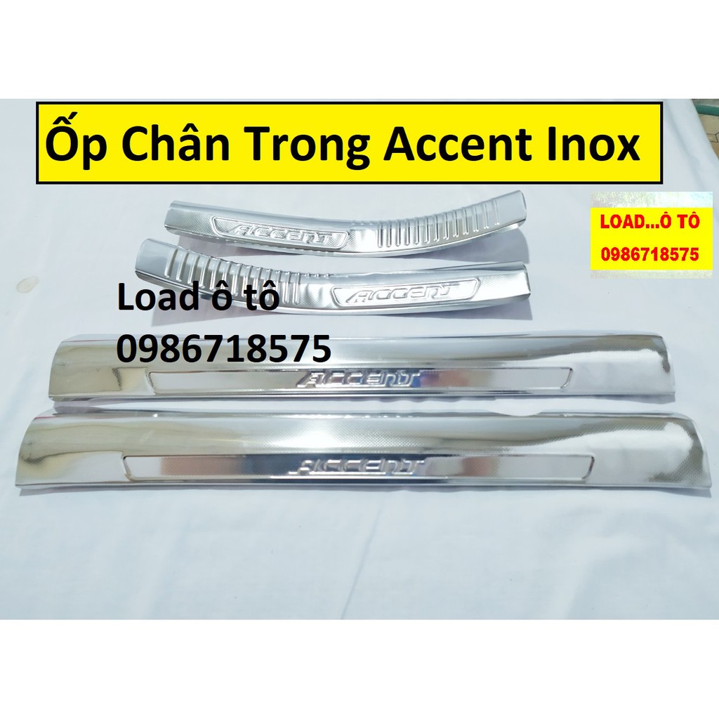 Ốp Bậc Cửa, Nẹp Bước Chân Trong, Ngoài Accent 2022-2018, Chất Liệu Inox Chống trầy chân Accent Load Ô tô