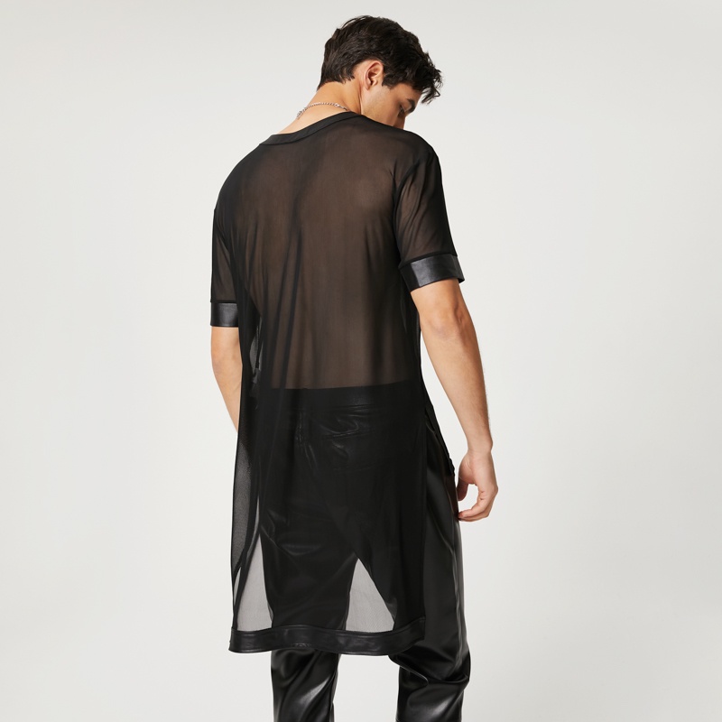 INCERUN Áo Thun Tay Ngắn Xuyên Thấu Thời Trang Cho Nam