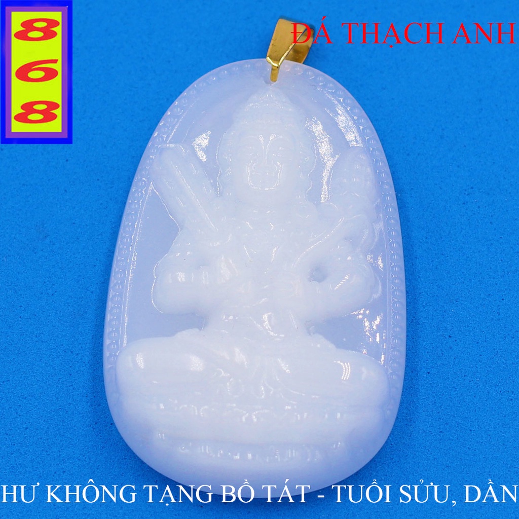 Mặt Dây Chuyền Phật Hư Không Tạng Bồ Tát Màu Trắng 5cm - Mặt Size Lớn - Tặng Kèm Móc Inox