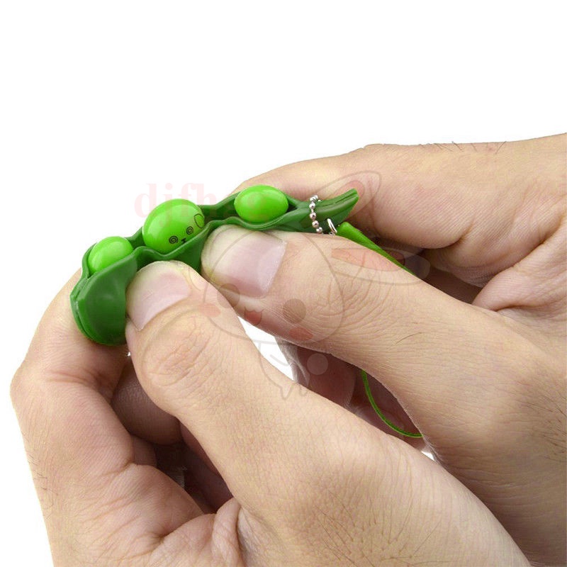 Móc khóa đồ chơi bóp tay kiểu dáng hạt đậu giảm căng thẳng cho người lớn trẻ em