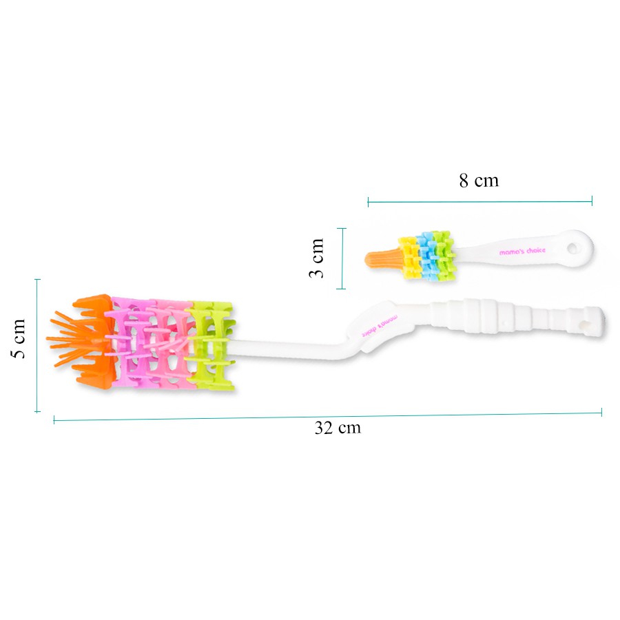 Chổi Cọ Bình Sữa &amp; Núm Ti Mama's Choice Tay Quay 360 Độ Cọ Sạch Mọi Ngóc Ngách Chất Liệu Silicon Siêu Mềm Siêu Bền