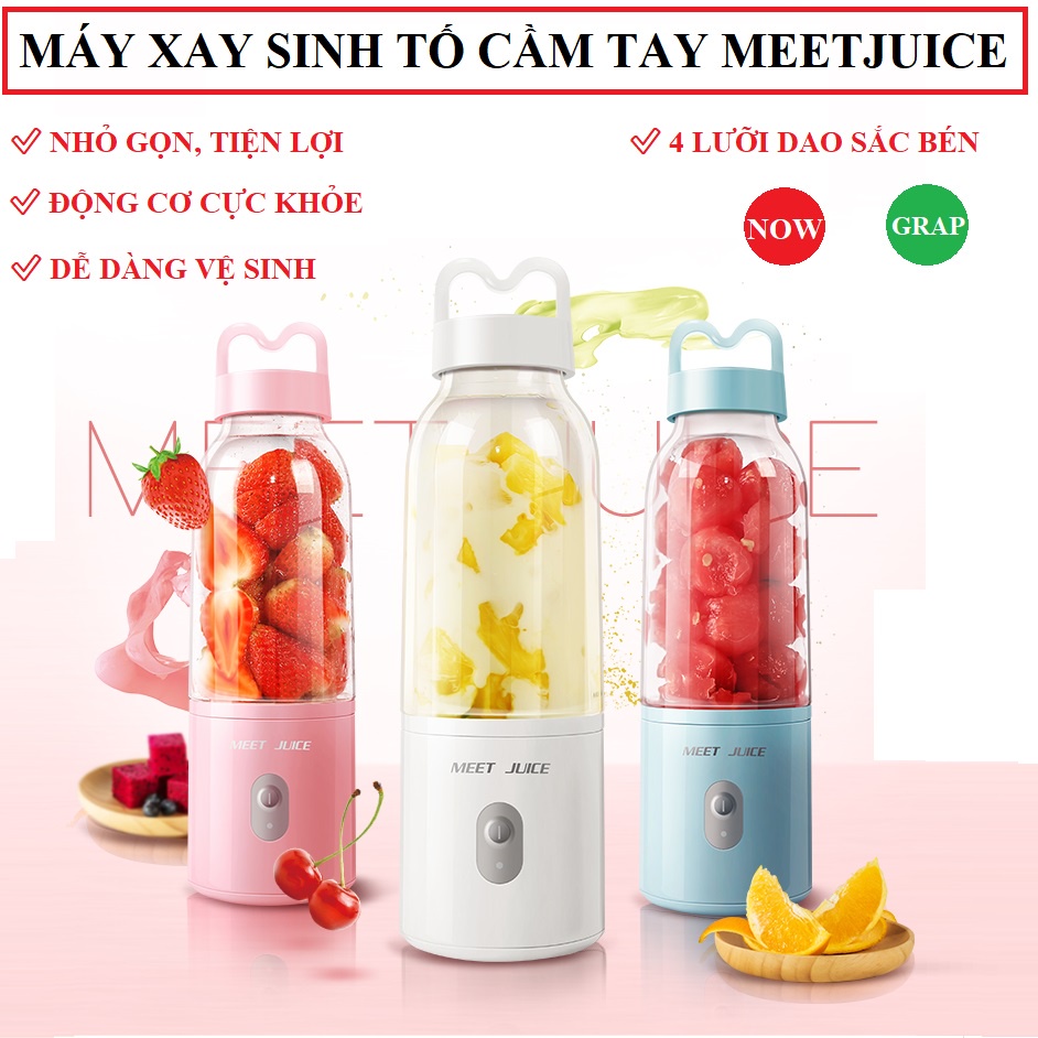 Máy xay sinh tố cầm tay mini Meetjuice dung tích 500ml có quai xách máy xay cầm tay đa năng T11