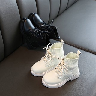 Boots cổ cao da pha vải cho bé - b195