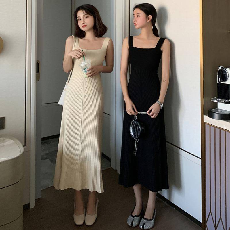 Đầm Dệt Kim Sát Nách Dáng Chữ A Cổ Vuông Thời Trang Cho Nữ
