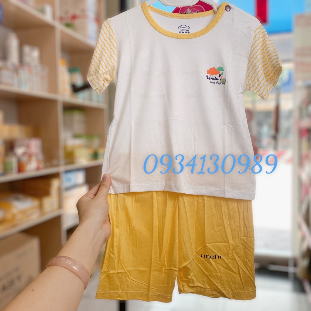 Đồ bộ ngắn tay Unchi vải siêu mềm cho bé trai bé gái 5-15kg