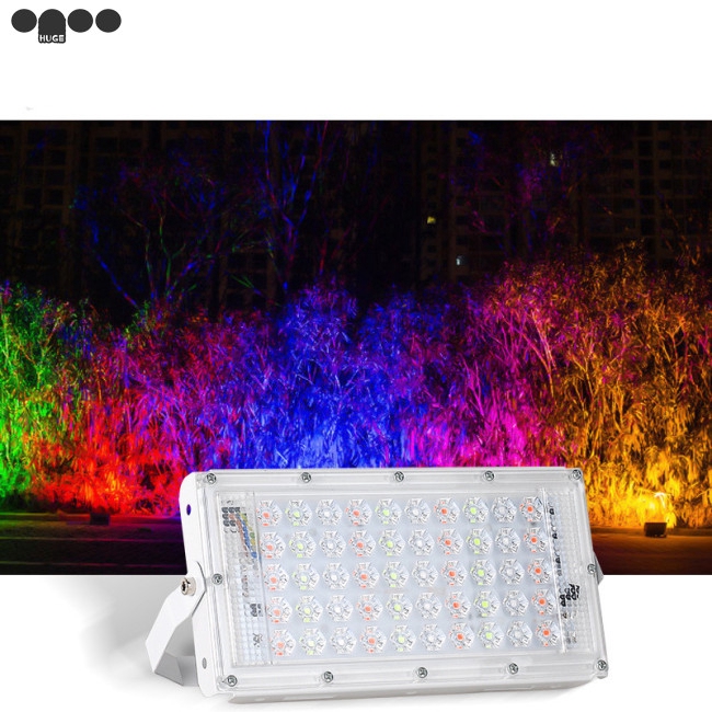 50W 220V RGB LED Floodlight Đèn chiếu sáng ngoài trời chống thấm nước với điều khiển từ xa