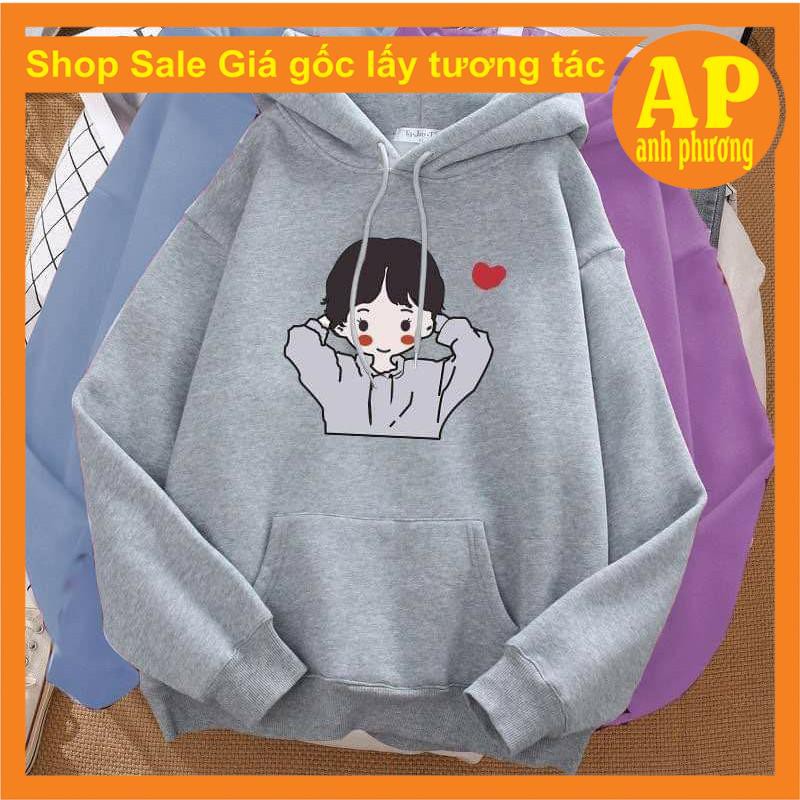 Áo hoodie cô gái má đỏ💝Chất liệu nỉ bông💝form thụng nam nữ kiểu dáng unisex💝có túi bụng và dây rút mũ