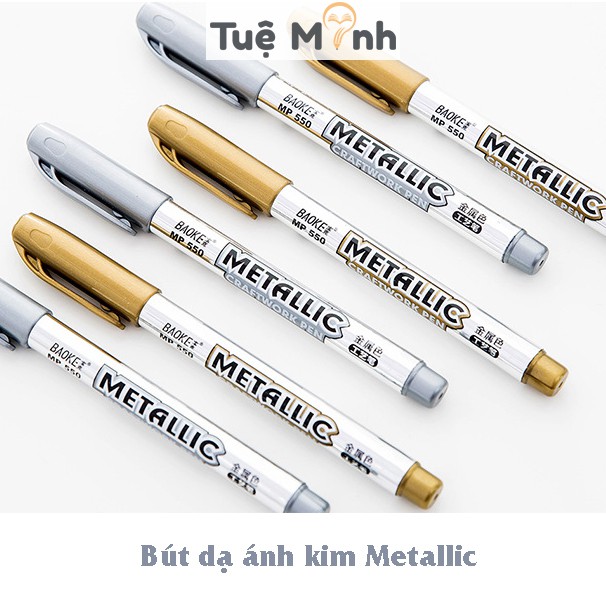 Bút dạ ánh kim metallic Baoke B39 ngòi 2mm viết vẽ trang trí nhiều chất liệu