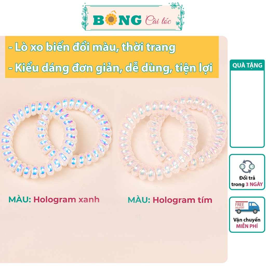 Dây cột tóc lò xo phong cách Hàn Quốc trong suốt ánh nhũ hologram LX30 - cột tóc lò xo BÔNG Cài Tóc