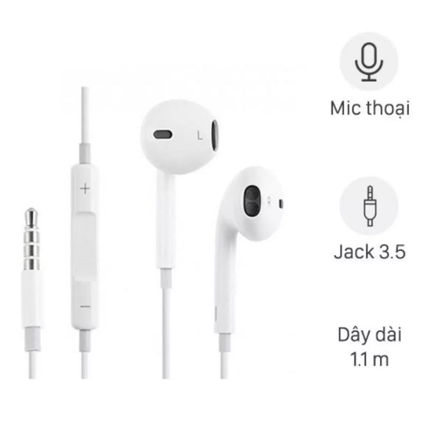 Tai nghe chân tròn Jack 3.5mm tích hợp Mic và nút chỉnh Volume cho OS & Android