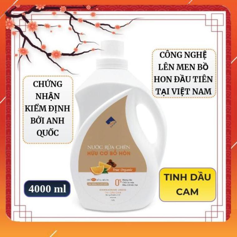 Nước rửa chén hữu cơ Bồ hòn hương Cam 4000ml, Nước rửa bát hữu cơ Ecocare .
