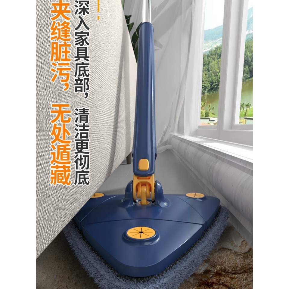 Cây Lau Nhà Tam Giác - Cây Lau Kính Lau Trần Xoay 360 Độ Đa Năng Tiện Dụng Tự Vắt (Loại 1) - Tặng Kèm Miếng Lau Thay Thế