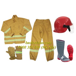 Combo đầy đủ quần áo phòng cháy chữa cháy gồm 5 món có tem kiểm định-Hình thật- Hàng sẵn