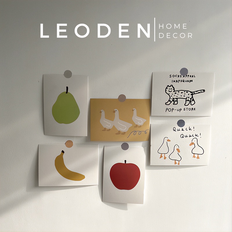 Postcard giấy dán tường trang trí phòng ngủ phong cách decor tối giản, set hình dán tường Hàn