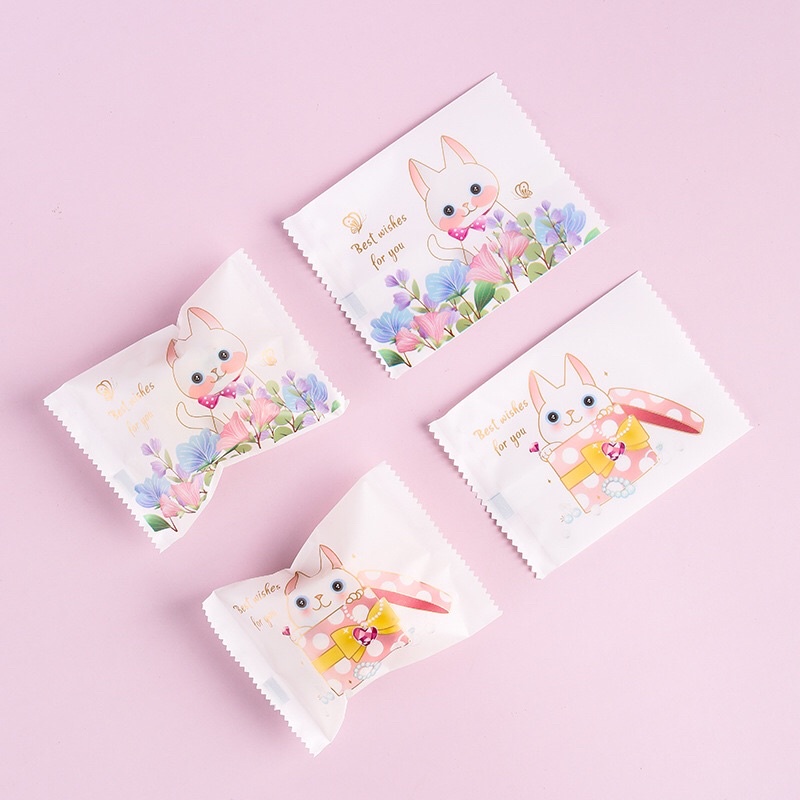 Túi trắng hàn miệng hoạ tiết 7x9.5cm