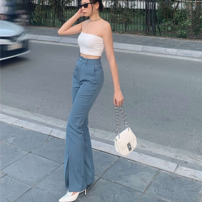 Quần tây nữ dài lưng cao ống loe nhẹ, xẻ gấu, đứng form, dáng ôm nhiều màu Hàn Quốc công sở, thiết kế T-Ju (quần Bestie) | BigBuy360 - bigbuy360.vn