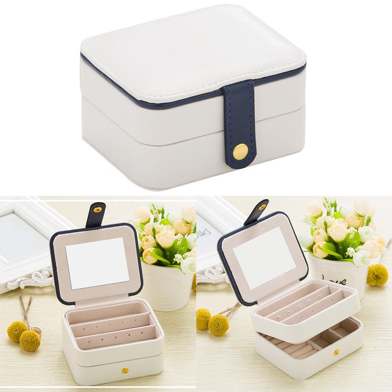 Hộp bọc da PU hai ngăn dùng đựng trang sức xinh xắn