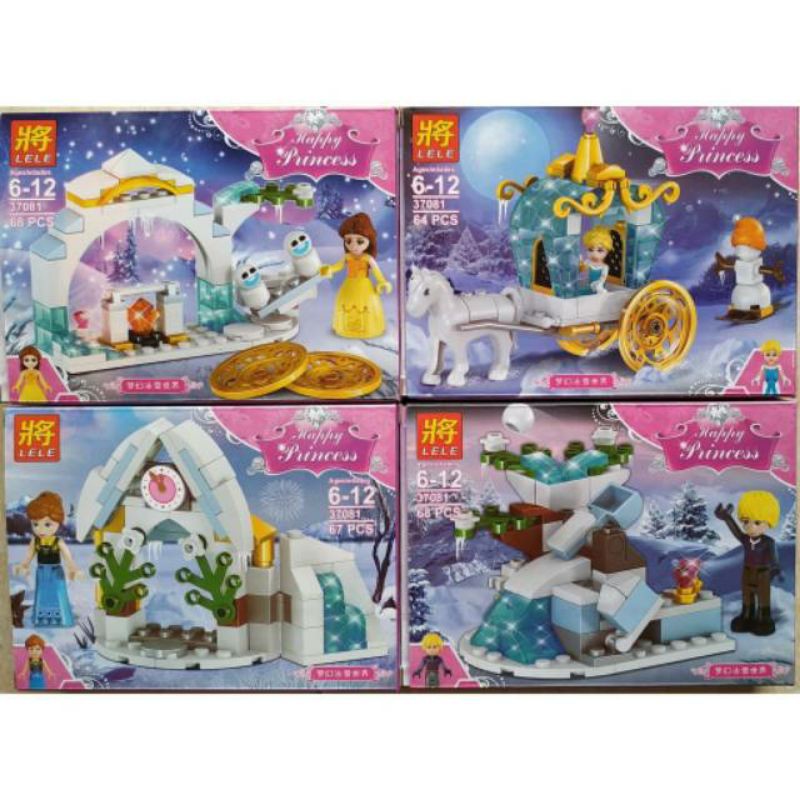 Bộ 8 Hộp Đồ Chơi Lego Lắp Ráp Kencana 37064 Ana Elsa Frozen Cinderella Ariel Mermaid Rapunzel