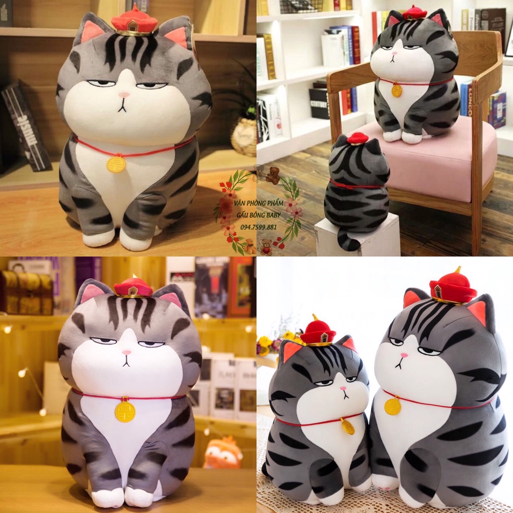 Gấu bông Mèo Hoàng Thượng size 90cm - Thú nhồi bông, gối ôm Mèo Hoàng Thượng, đồ chơi cho bé