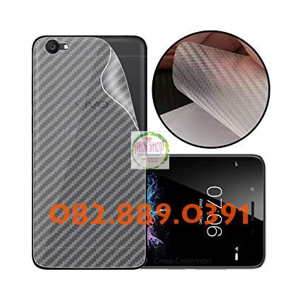 Miếng dán mặt lưng skin carbon Vivo Y31/ Y51/ Y53/ Y55 trong 3D, đen