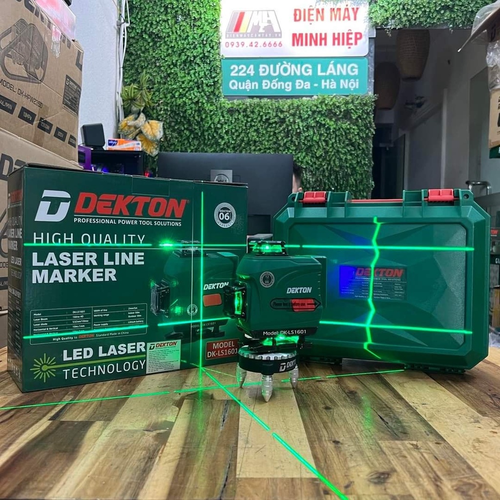 Máy Cân Bằng Lazer Dekton DK-LS1601 - 16 Tia Xanh - 2 Pin - Bóng Led Siêu Sáng - Bắn Cốt