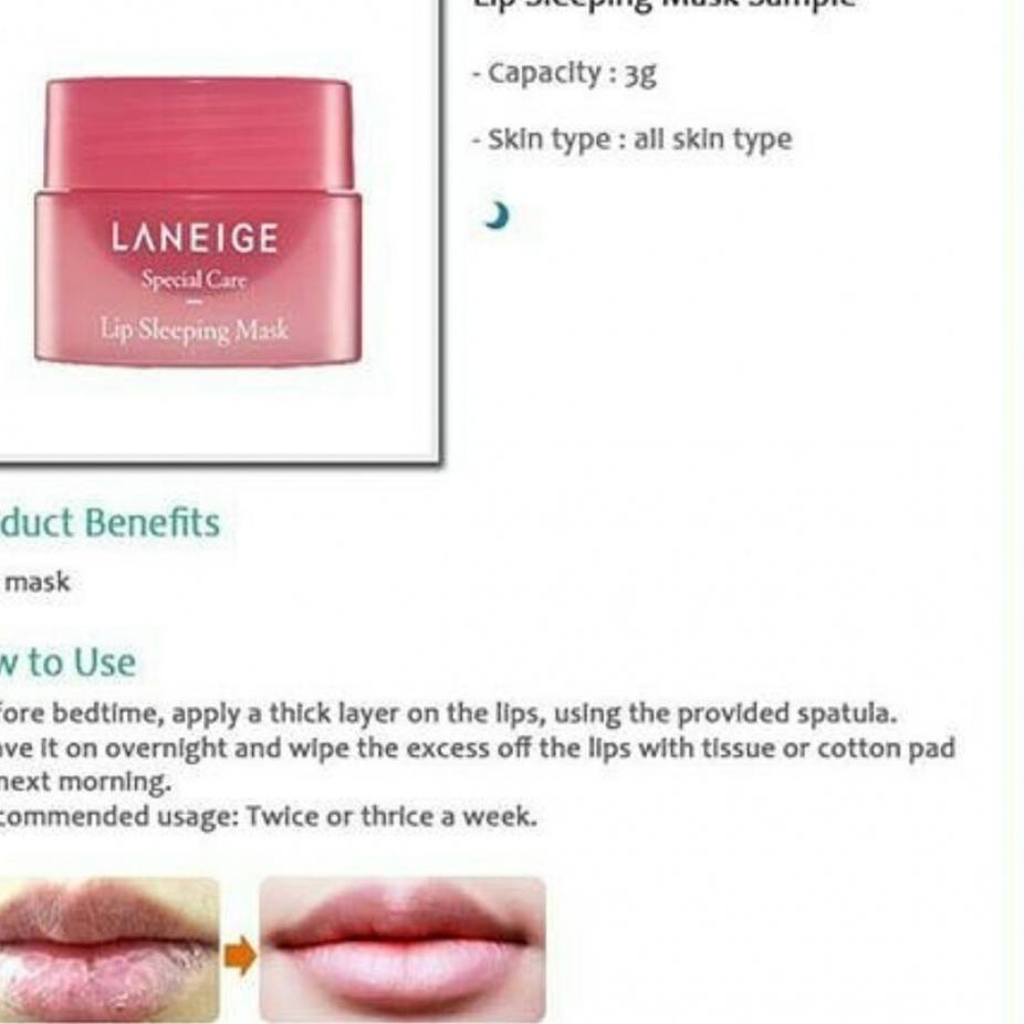 (Hàng Mới Về) Mặt Nạ Ngủ Cho Môi Laneige Kích Thước 3g Tiện Dụng Khi Đi Du Lịch | BigBuy360 - bigbuy360.vn