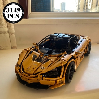 (có sẵn) lắp ráp mô hình Mould king 13145S xe Siêu Xe McLaren  720S màu vàng kim bản mới nhất