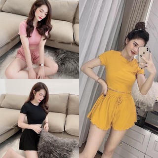 Bộ đồ ngủ - đồ mặc nhà quần đùi áo croptop siêu cute