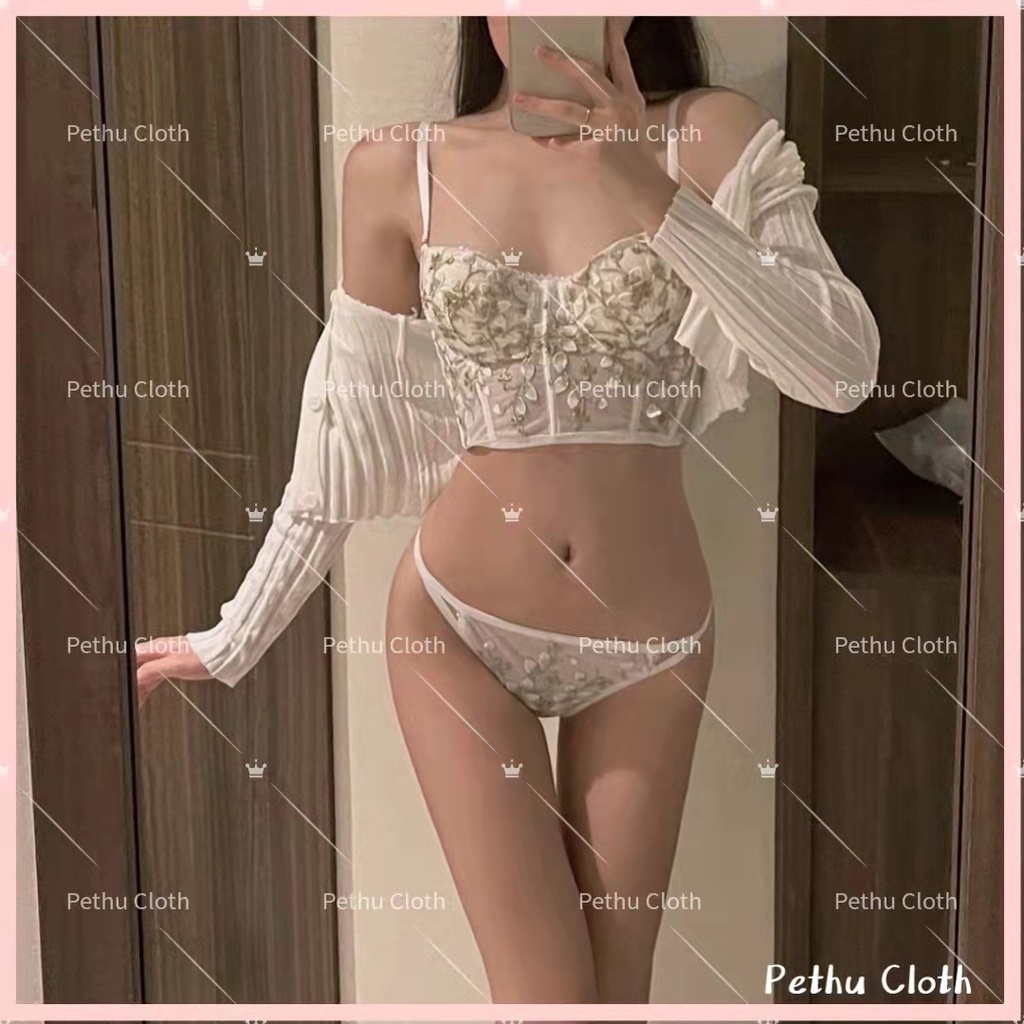 ( Q1,HCM）Sexy Đồ Ngủ nữHàn Quốc mút mỏng Áo ngực nữ gợi cảm xuyên thấu mặc trong Vest--A02
