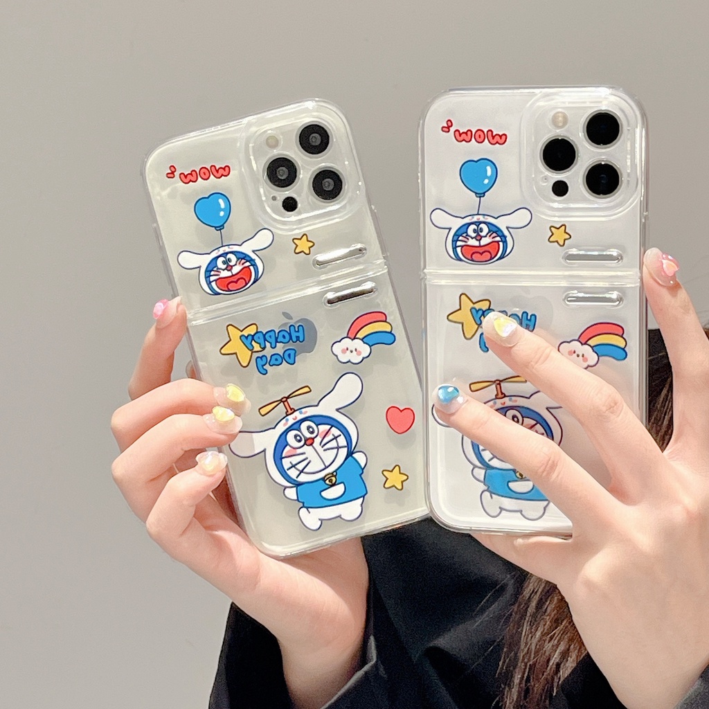 Ốp Điện Thoại Silicon TPU Mềm Trong Suốt Hình Doraemon 3D Cho iPhone 13 12 11 Pro Max XS Max XR