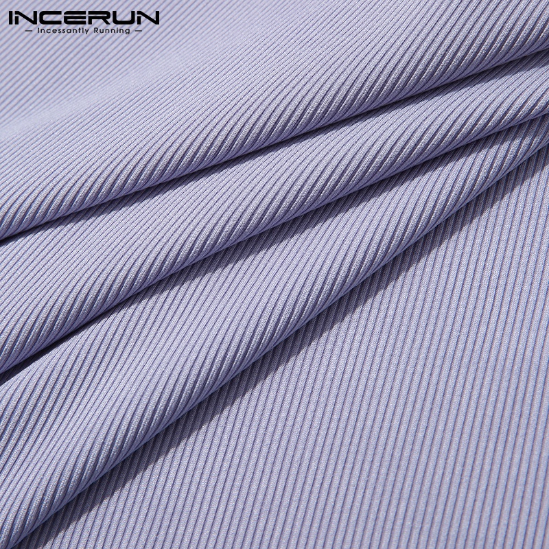 Áo INCERUN dệt kim không tay dáng ôm thiết kế cổ áo độc đáo thời trang cho nam