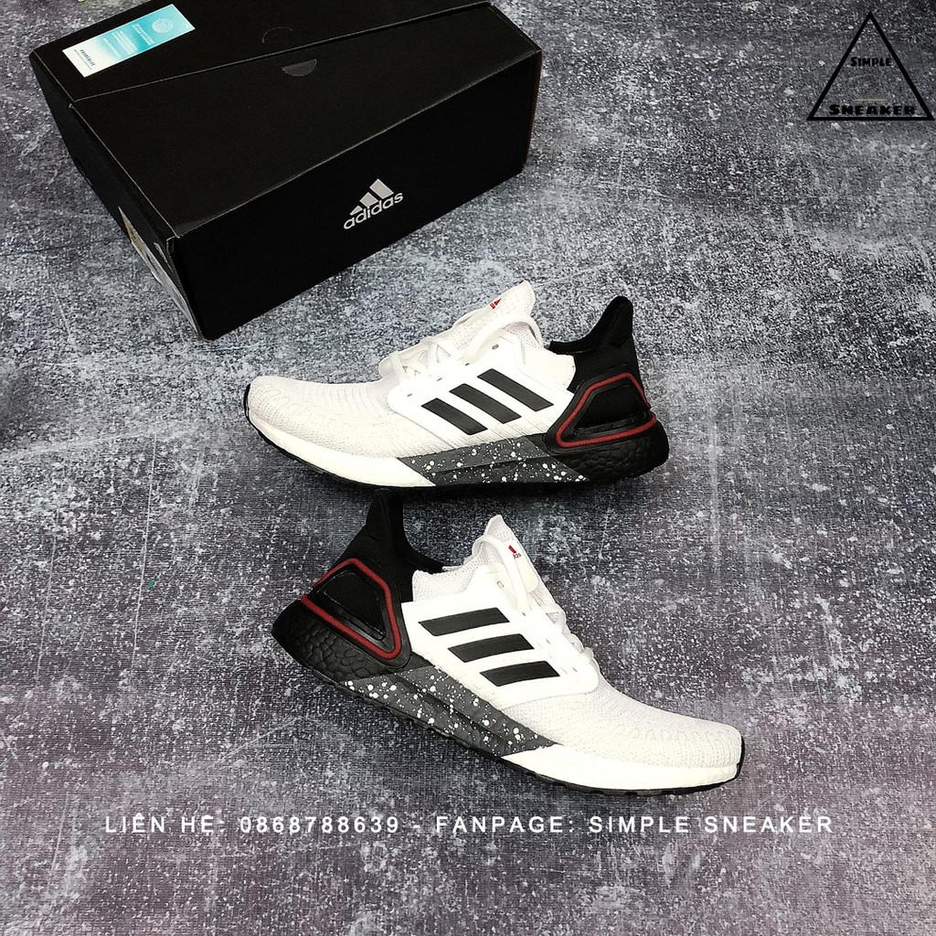 Giày Adidas🔴FREESHIP🔴Adidas Ultraboost 20 Cloud White Black Chính Hãng - Giày Chạy Chuẩn Auth Tốt Nhất Thế Giới ¹