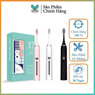 Bàn chải đánh răng điện sonic planet x7 máy đánh răng tự động cực tiện nợi, tặng 4 đầu bàn chải