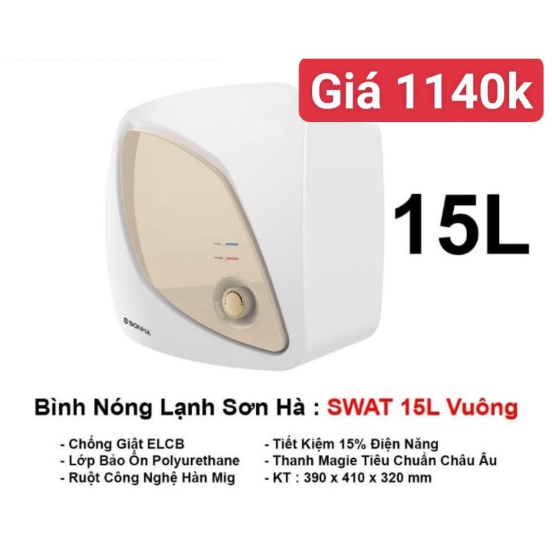 Bình nước nóng Sơn Hà SHI PLUS vuông 20 lít (S20VP)