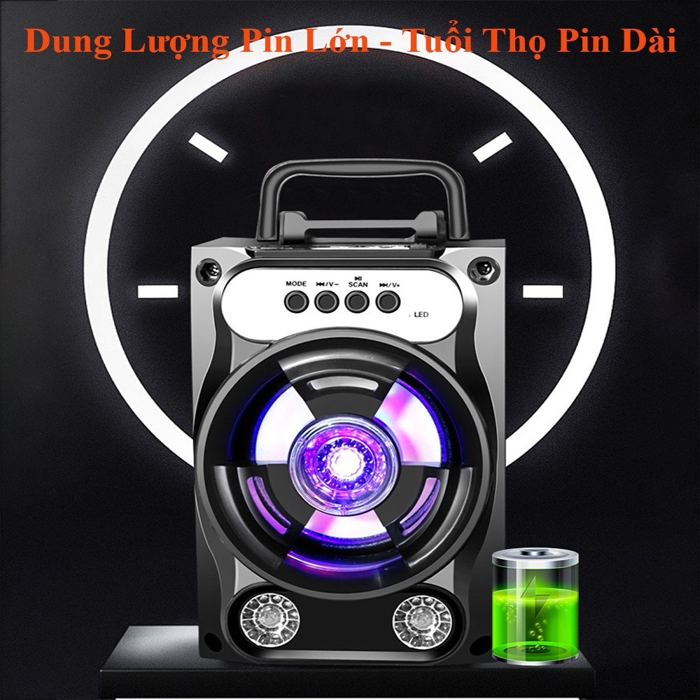 Loa bluetooth mini xách tay tặng kèm micro có dây, loa bluetooth nhỏ gọn âm thanh sống động. Bảo hành 12 tháng.