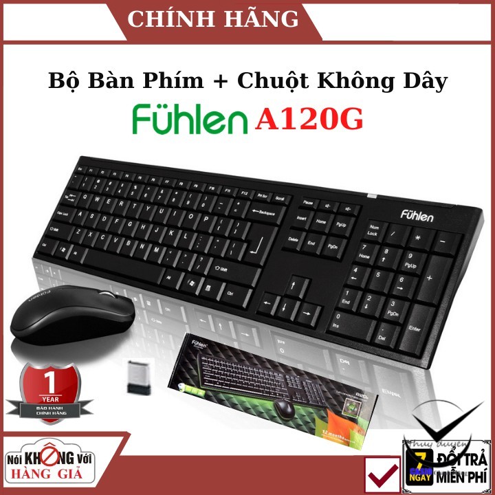 Bộ bàn phím và chuột không dây Fuhlen A120G , phím bấm êm tay , Độ nhạy cực cao , kết nối ổn định