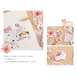 Bộ 45 Sticker Mèo Và Hoa E117