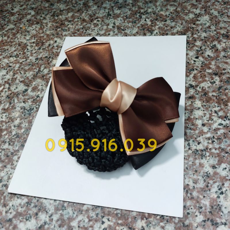 Kẹp tóc búi lưới hình nơ, kẹp búi tóc 3 màu A01