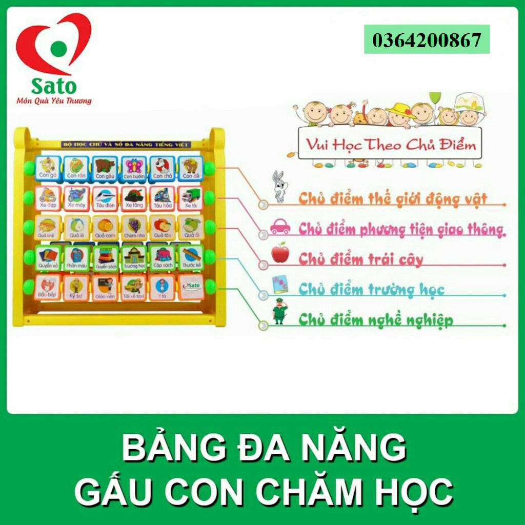 Bảng đa năng chữ và số tiếng Việt - GẤU CON CHĂM HỌC