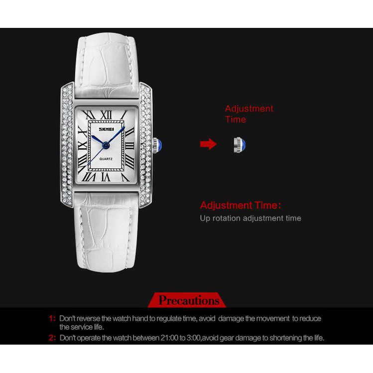 Đồng hồ nữ SKMEI chính hãng thời trang dây da mặt vuông viền đá sang trọng SMW08-SHOP NGỌC HUYỀN | BigBuy360 - bigbuy360.vn