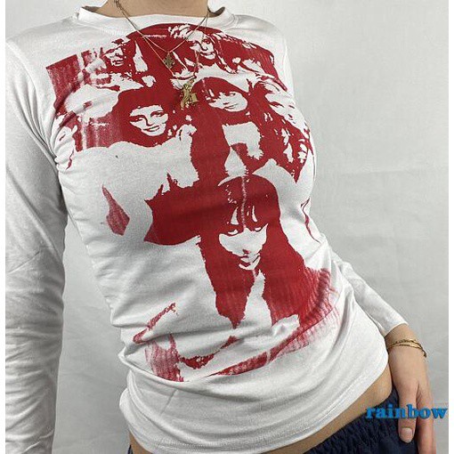 Áo Thun Tay Dài Dáng Ôm In Họa Tiết Cầu Vồng 6 Màu Thời Trang Mùa Hè Cho Nữ | BigBuy360 - bigbuy360.vn