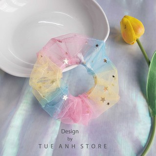 Dây buộc tóc scrunchies cầu vồng ngọt ngào