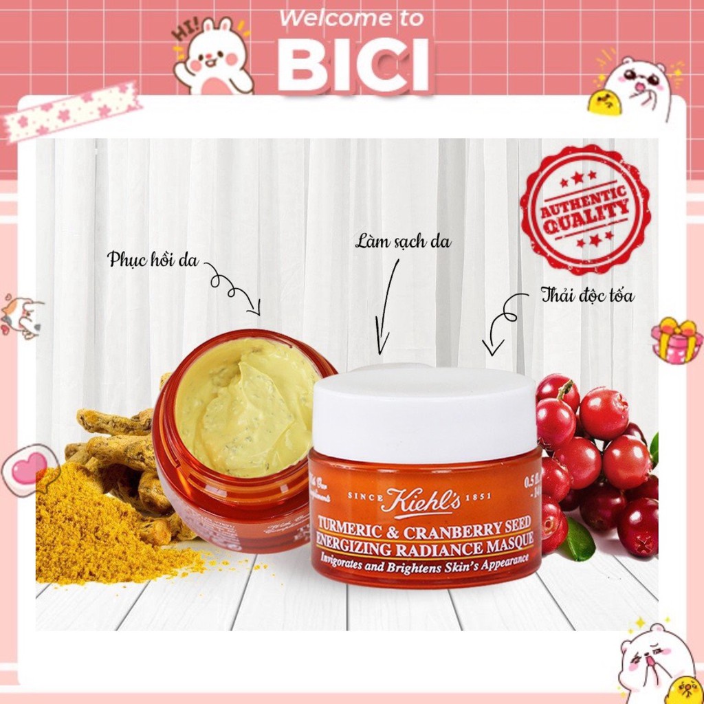 Mặt Nạ Nghệ Việt Quất Kiehl's Turmeric &amp; Cranberry Seed Energizing Radiance Masque Minisize - 14ml