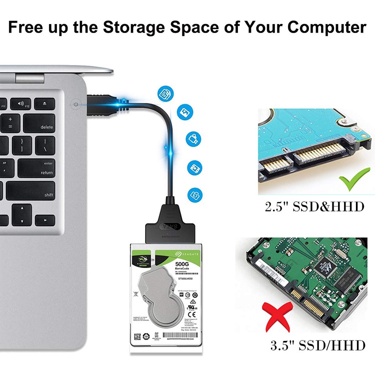 Cáp ChuyểN USB Sang SATA 5Gbps 2.5 Inch SATA Cho Ổ CứNg SSD HDD Laptop PC USB 3.0 SATA