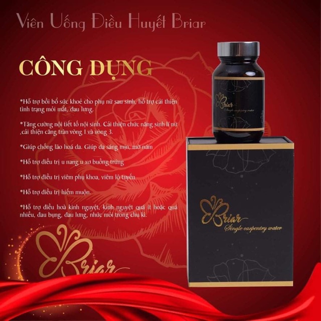 Viên uống điều huyết Briar - Thuỷ Mộc Đơn, tăng vòng 1, nở vòng 3, date 10/2022
