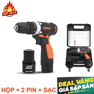 Máy khoan vặn vít không dây Aotuo 12V có đảo chiều - Tặng 1 quả pin