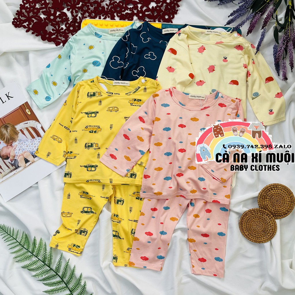 FULLSIZE(7-26KG)Bộ Minky Mom Thun Lạnh Dài Tay Fom RộngFREE SHIPHoạ Tiết Dể Thương Cho Bé Gái Bé Trai, Đủ Màu