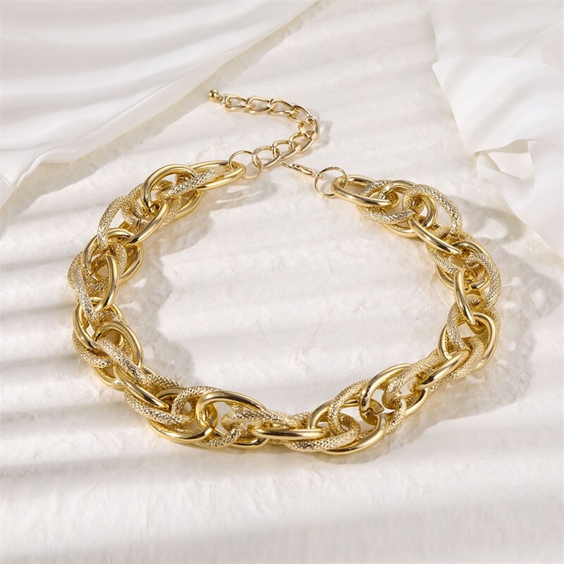 Vòng Cổ Kim Loại Bản To Phong Cách Hip Hop Cho Nữ